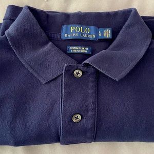 Polo by Ralph Lauren - custom slim fit stretch mesh large mens short sleeve blue